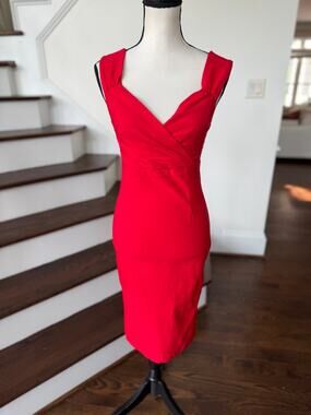 Rock Steady Red Sweetheart Cap Sleeve Wiggle Pink Up Rockabilly Sheath Dress